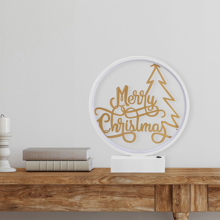 Opviq Lámpara de mesa XMAS10 Blanco y Dorado